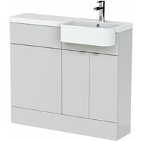 Hudson Reed Fusion RH Combination Unit with Round Semi Recessed Basin 1000mm Wide - Gloss Grey Mist