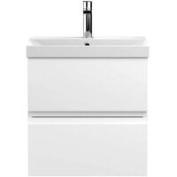 Hudson Reed Urban Wall Hung 2-Drawer Vanity Unit with Basin 3 Satin White - 500mm Wide