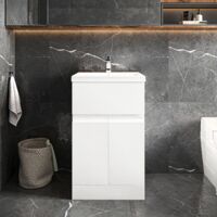 Hudson Reed Urban Satin White 500mm Floor Standing Vanity Unit and Mid Edge Ceramic Basin - URB101A
