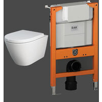 RAK Resort Rimless Wall Hung Toilet with Ecofix 820mm Toilet Frame - Soft Close Seat