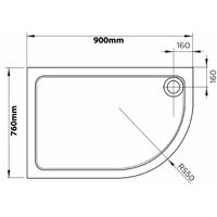 April Offset Quadrant Shower Tray 900mm x 760mm - Right Handed