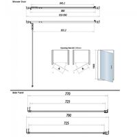 Orbit A8 Hinged Shower Enclosure 1000mm x 800mm Excluding Tray - 8mm Glass