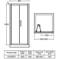Ideal Standard Synergy In-Fold Shower Door 900mm Wide - 8mm Glass