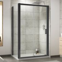 Nuie Pacific Black Profile Sliding Shower Door 1200mm Wide - 6mm Glass