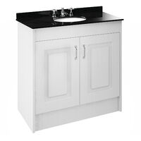 Nuie York Floor Standing Vanity Unit with Black Marble Basin 1000mm Wide White Ash - 3 Tap Hole