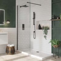 Orbit S8 Black Profile Wet Room Glass Panel 900mm Wide - 8mm Glass