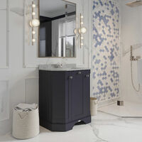 Hudson Reed Old London Angled Floor Standing Vanity Unit with 1TH Grey Marble Top Basin 750mm Wide - Twilight Blue