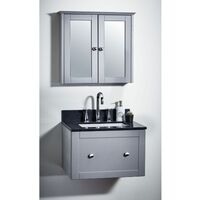 Verona Holborn Wall Hung Vanity Unit with Basin and Black Worktop 600mm Wide - Dusty Grey