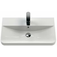 Curva Pure Wall Hung Vanity Unit with Black Handles - 600mm Wide - Gloss White