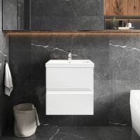 Hudson Reed Urban Wall Hung 2-Drawer Vanity Unit with Basin 4 Satin White - 500mm Wide