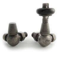 West Eton Traditional Corner Manual Radiator Valve and Lockshield - Pewter