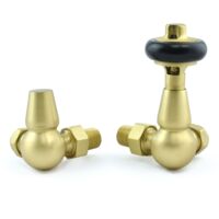 West Faringdon Corner Thermostatic Radiator Valve and Lockshield - Brass