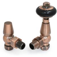West Faringdon Angled Thermostatic Radiator Valve and Lockshield - Antique Copper