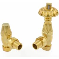 West Poppy TRV Angled Thermostatic Radiator Valve and Lockshield - Un-Lacquered Brass
