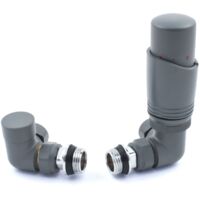West Delta Corner TRV Thermostatic Radiator Valve and Lockshield - Gunboat Grey