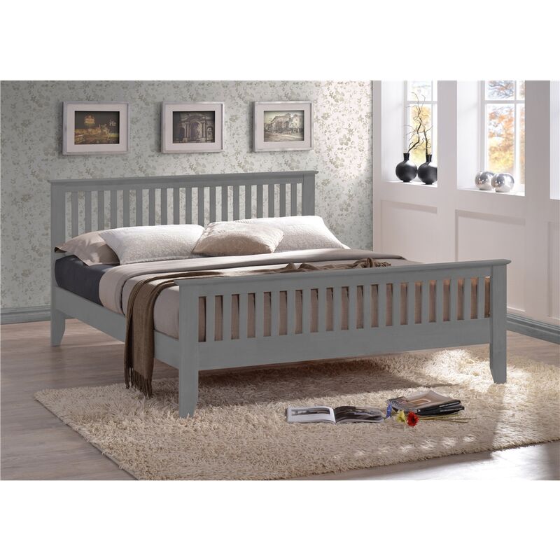 Grey Wooden Bed Frame Double 4ft 6