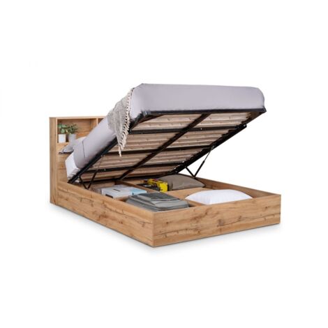 Natural Oak Ottoman Storage Bed - Single 3ft (90cm)