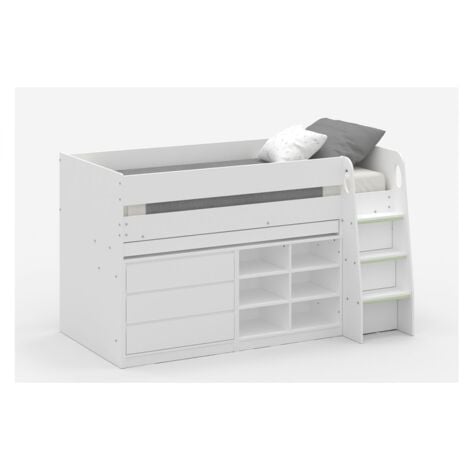 White Mid Sleeper Bed - Single 3ft (90cm)