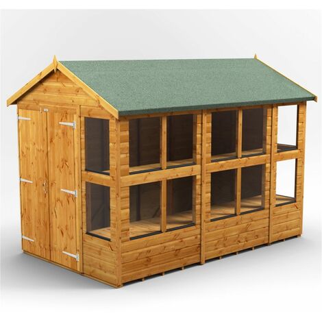 14 x 6 Premium Tongue and Groove Apex Potting Shed - Double Doors - 18 Windows - 12mm Tongue and Groove Floor and Roof