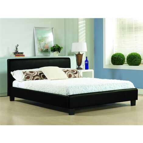 Black Low End Faux Leather Bed Frame - King Size 5ft