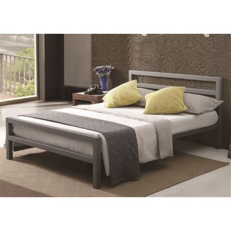 Grey metal king size bed deals frame