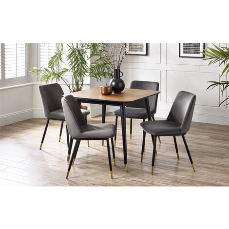 Square Dining Table & 4 Delaunay Grey Dining Chairs