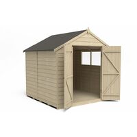 7ft x 7ft Pressure Treated Overlap Apex Wooden Garden Shed With Double Doors (2.2m x 2.1m) - Modular