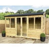 12 x 8 REVERSE Pressure Treated Tongue And Groove Apex Summerhouse + LONG WINDOWS + Overhang + Safety Toughened Glass + Euro Lock with Key + SUPER STRENGTH FRAMING
