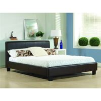Brown Low End Faux Leather Bed Frame - Double 4ft 6"