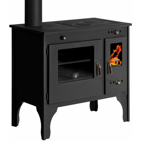 Prometey – Cuisinière à bois 7 kW – Efficacité 83,63 % – Classe A+ – Pour 30-80 m² – Dimensions 81x46x76 cm – Four 40x40x26 cm