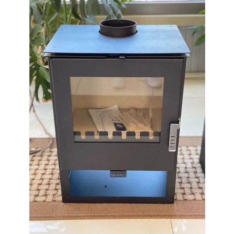 Poêle à bois 5 kW – Efficacité 80,2% – Pour espaces de 70 à 100 m³ – Évacuation des fumées 150 mm – Design moderne et robuste – Verso (1/5)