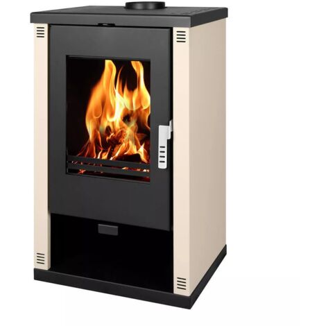 Poêle à bois 9 kW avec chambre de combustion spacieuse – Évacuation des fumées 150 mm – Efficacité 81,2% pour pièces jusqu'à 200 m³ – Verso