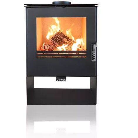 Poêle à bois 7,5 kW – Efficacité 80,2% – Pour grands espaces jusqu'à 120 m³ – Évacuation des fumées 150mm – Design robuste – Verso