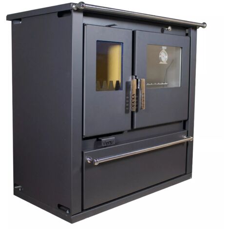 Poêle à bois 7,7 kW avec four inox – Efficacité 82,2% – Pour chauffage 100-120 m³ – Dimensions 830x500x860 mm – Verso (1/5)