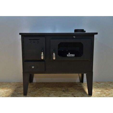 Cuisinière à bois avec four 7,5 kW – Sortie de fumée supérieure 130 mm – Chambre de combustion en briques réfractaires – Dimensions 830x470x760 mm – Kupro