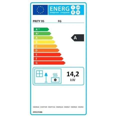 Poêle à bois avec four. Puissance de chauffage de 14 kW. Poêle à combustible solide pour la cuisson. Modèle "Prity FG"