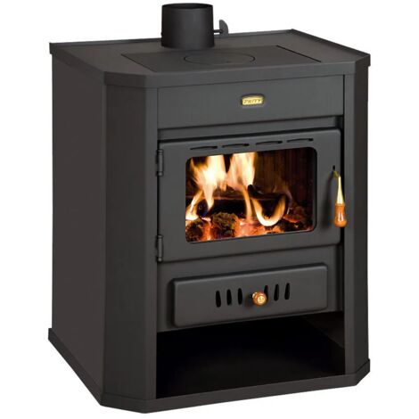 Prity – Poêle à bois 15 kW – Chambre de combustion en briques réfractaires – Sortie de fumée 130 mm – Pour chauffage jusqu'à 85 m²