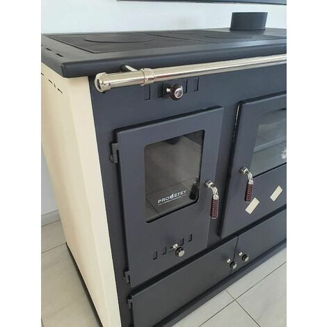 Cuisinière à bois Prometey Praktik Lux - 9.5 kW - Ivorie