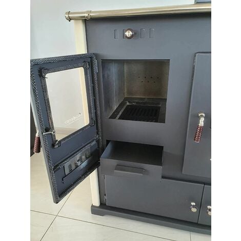 Cuisinière à bois Prometey Praktik Lux - 9.5 kW - Ivorie