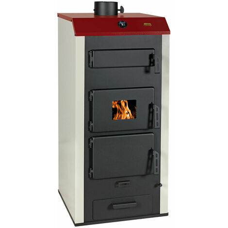 Prity – Poêle à bois NS32 3,2 kW avec bouilleur – Puissance 33,2 kW – Énergie A – Pour bois secs ≤20% – Dimensions 570x510x1250mm (1/3)
