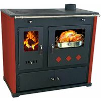 Prometey – Cuisinière à bois 9.5 kW – Rendement 87.54 % – Raccord Ø 130 mm – Dimensions 940x520x900 mm – Pour bois et briquettes