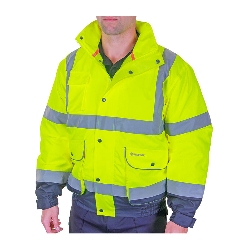 BEESWIFT TWO-TONE HI-VIS CONSTRUCTOR BOMBER JACKET SATURN YELLOW / NAVY XL