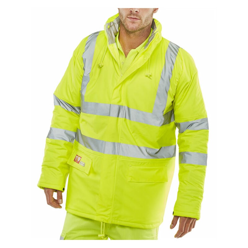 Beeswift Fire Retardant Hi Vis Anti Static Padded Jacket Saturn Yellow L