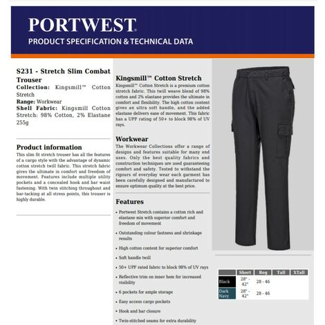 Regular Stretch Slim Combat Work Trouser