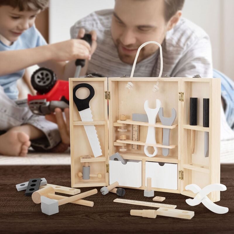 Jouets en bois Ensemble d'outils pour enfants - Kit de boîte à outils pour  enfants en bois Jouets de construction Jeu de rôle pour enfants, enfants  Outils et accessoires de travail du