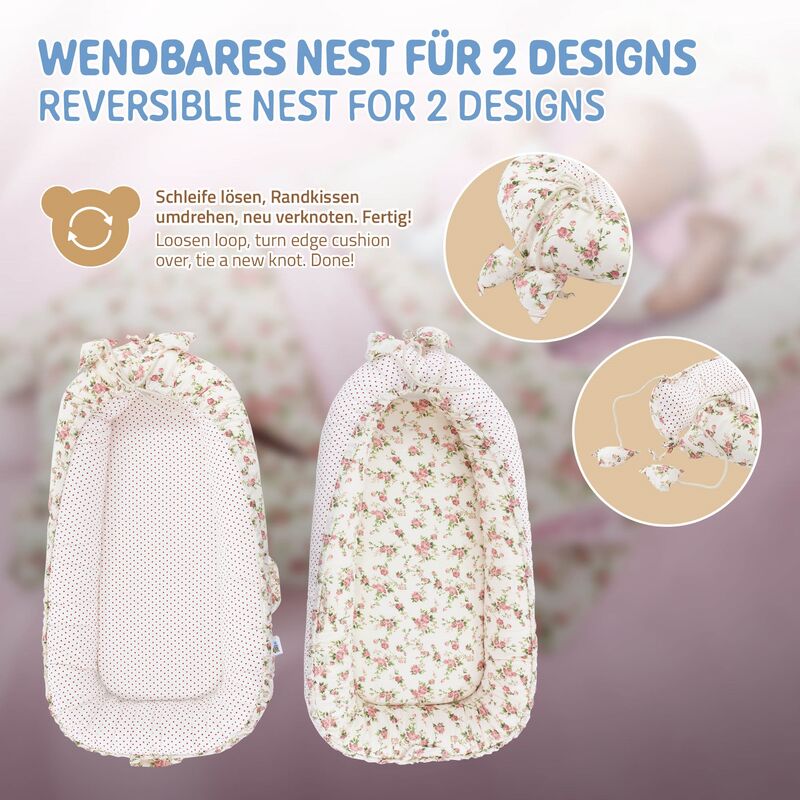 Joyz Nid de Bébé 5 Pièces, Fleurs - Minky Rose, 90x50 cm, Coton, avec  Couverture Douillette, Coussin et Doublure Amovible, Cocon de - Cdiscount  Puériculture & Eveil bébé