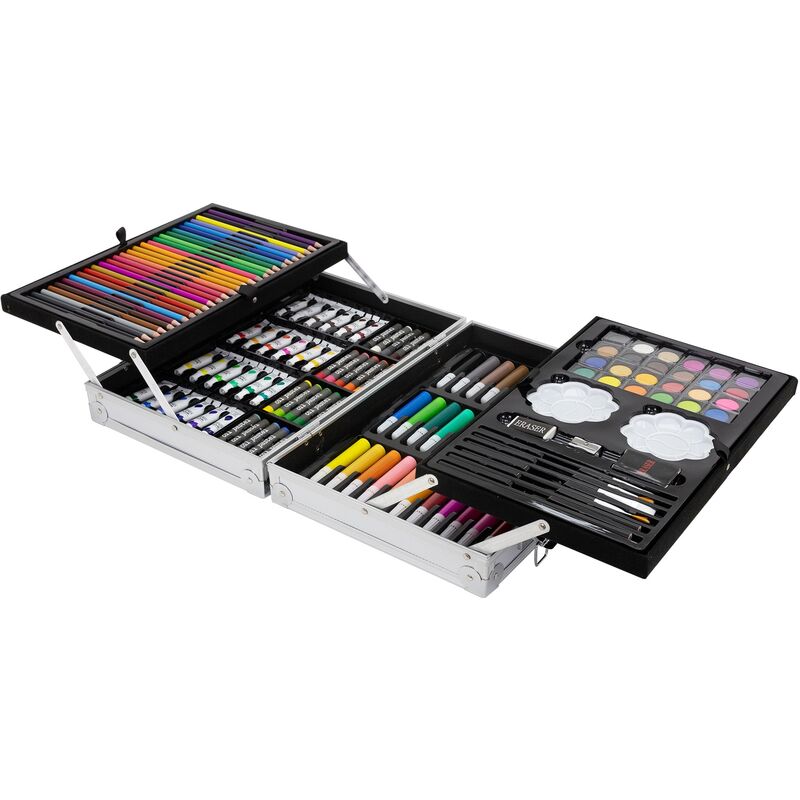 150 Pcs / set Kit d'outils de dessin avec boîte Peinture Pinceau Art  Marqueur Aquarelle Stylo Crayon Enfants Cadeau