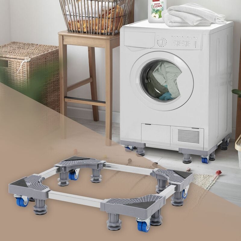 Socle machine à laver double avec étagère base sèche-linge noir 150 kg/ support
