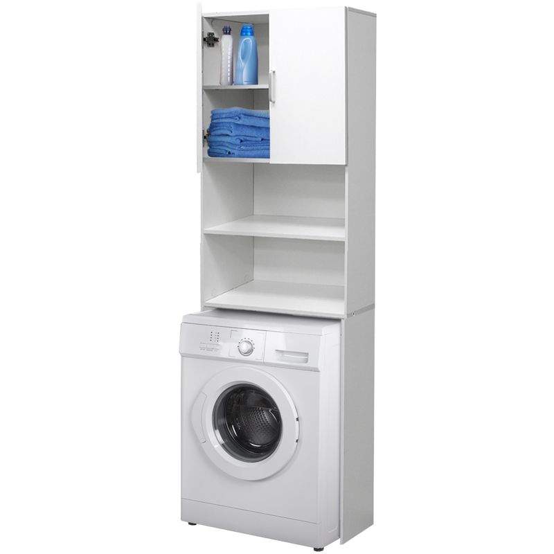 Meuble salle de bain encastrée machine à laver étagère blanc 190 x 62,5 cm
