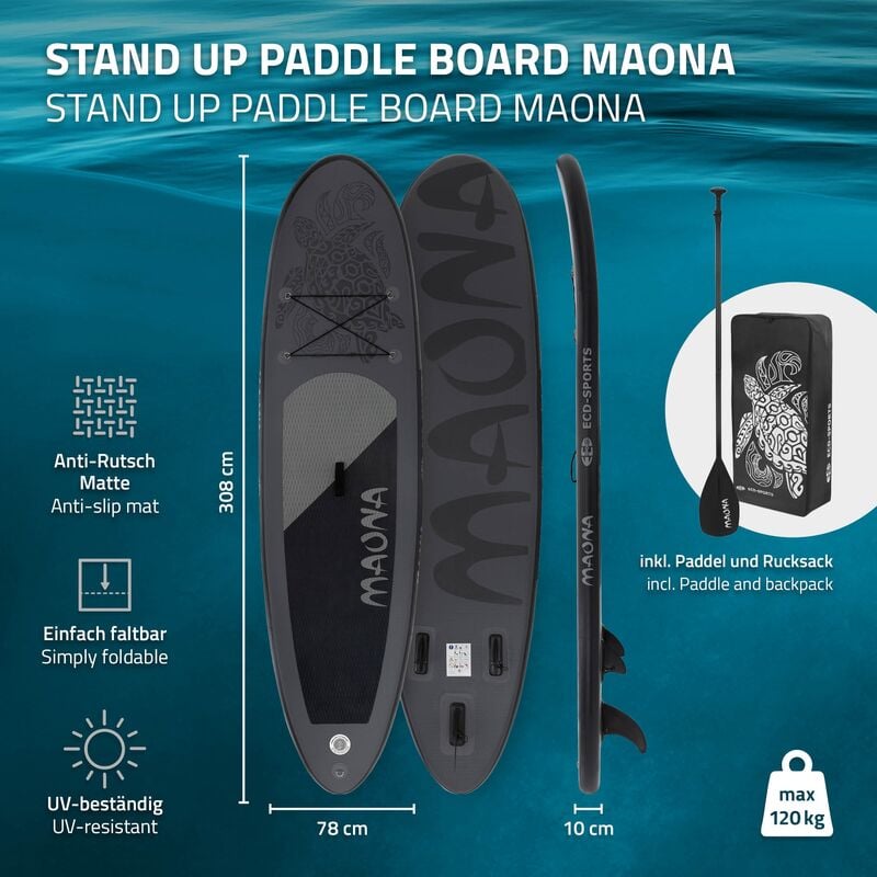 Surfboard stand up paddle Maona 120kg 308cm gonflable avec pagaie pompe à air 